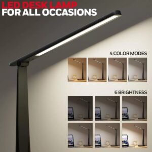 Sunturalux LED Desk Lamp Dimmable Desk Light with USB A+C Foldable Table Lamp with 4 Color Modes White - Image 4