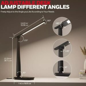 Sunturalux LED Desk Lamp Dimmable Desk Light with USB A+C Foldable Table Lamp with 4 Color Modes White - Image 5